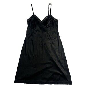 Vintage Vanity Fair Black Lace Shiny Nylon Full Dress Slip Women’s Size 38